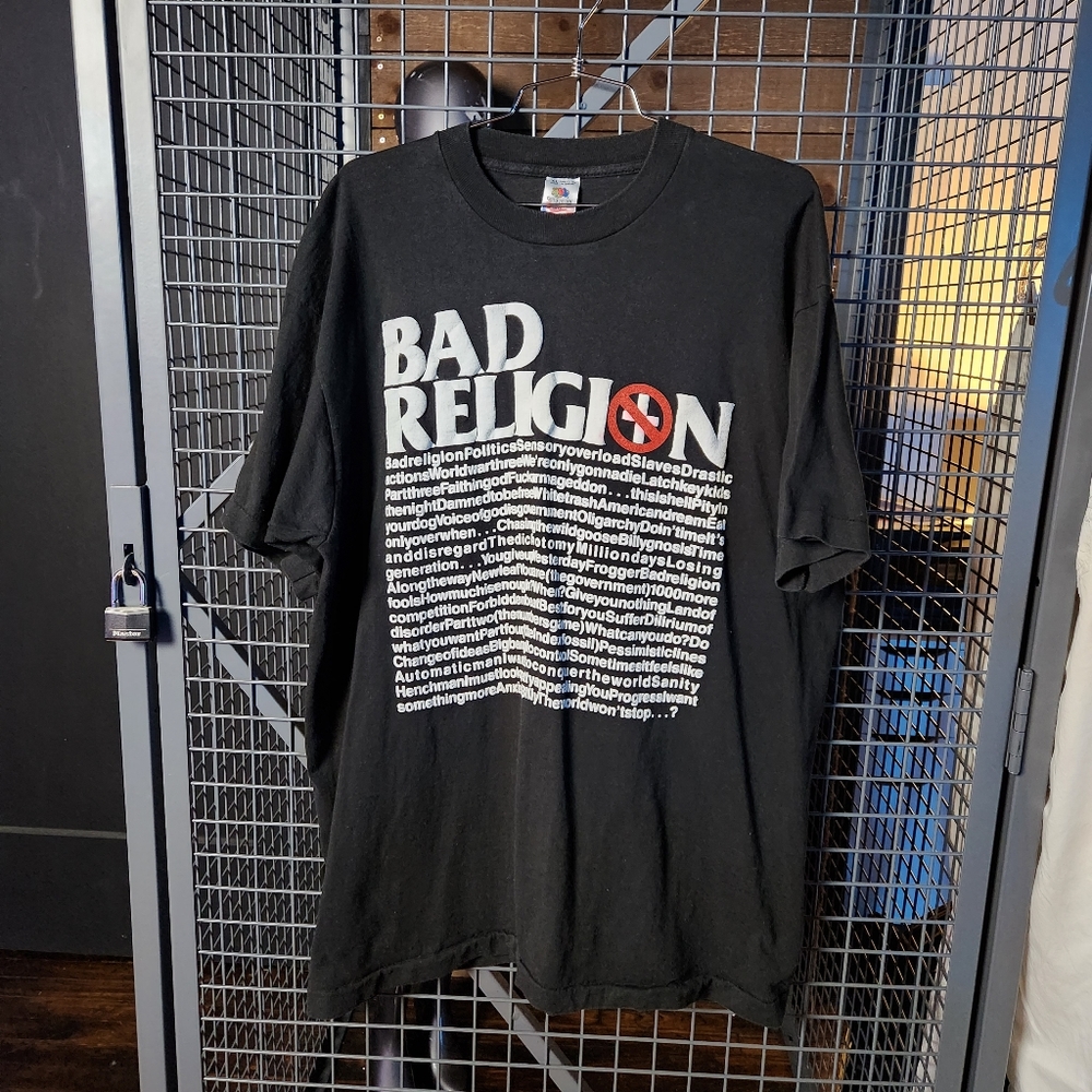 RARE Vintage 90s Bad Religion T-shirt. Men's XL. Made in USA. Single Stitch.